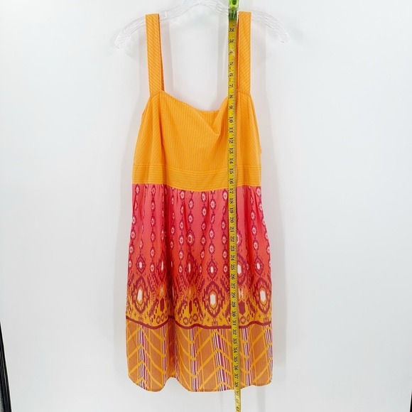 Columbia Orange Printed Wide Strap Square Neck Pocket Casual Sundress Size Large - Picture 12 of 15